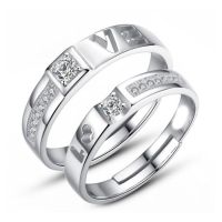 TANITTgems แหวนคู่ แหวนคู่รักรวมอักษรLOVEประดับเพชรน้ำงาม