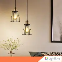 Lighttrio โคมไฟวินเทจ โคมไฟเพดาน Hanging Lamp ขั้ว E27 วัสดุเหล็ก รุ่น HL-UTAH - สีทองรมดำ (ไม่รวมหลอดไฟ)