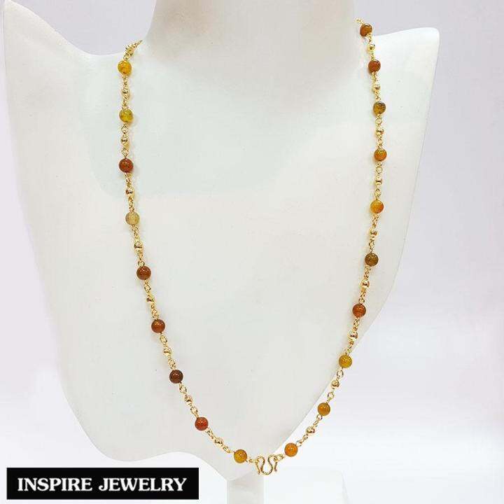 inspire-jewelry-สร้อยคอหินเกล็ดมังกร-ตัวสร้อยหุ้มทองแท้-100-24k-ขนาด-23-นิ้ว-หินเกล็ดมังกร-เป็นเป็นหินที่ช่วยให้เอาชนะปัญหา-และขจัดความทุกข์-สร้างกำลังใจ-นำโชค