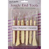 Mont Marte Single End Tools: Steel ribbon blades - boxwood handles sculpt, carve, cut and shape traditional and polymer clay