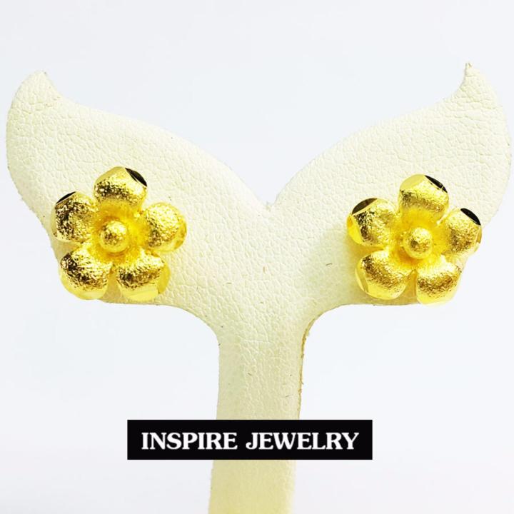 inspire-jewelry-ต่างหูรูปดอกไม้-ขนาด-1x1cm-น่ารักมาก-งานแบบร้านทอง-หุ้มทองแท้-24k-100