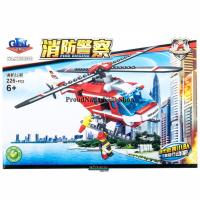 ProudNada Toys ของเล่นเด็กชุดตัวต่อเลโก้เฮริคอปเตอร์ GBL GAO BO LE FIRE ENGINE NO.KY98210