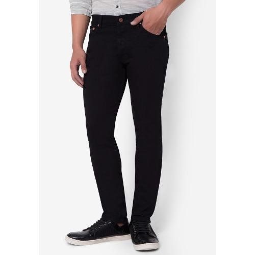 golden-zebra-jeans-กางเกงยีนส์ชายสีดำริมเเดง-ผ้ายืดขาเดฟ