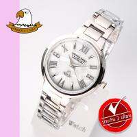 AMERICA EAGLE นาฬิกาข้อมือสุภาพสตรี สายสแตนเลส รุ่น AE071L - Silver/White Pearl