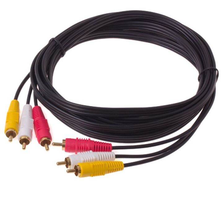 av-composite-3-rca-cable-male-video-stereo-audio-triple-3-rca-cord-dvd-tv-5m-สืดำ