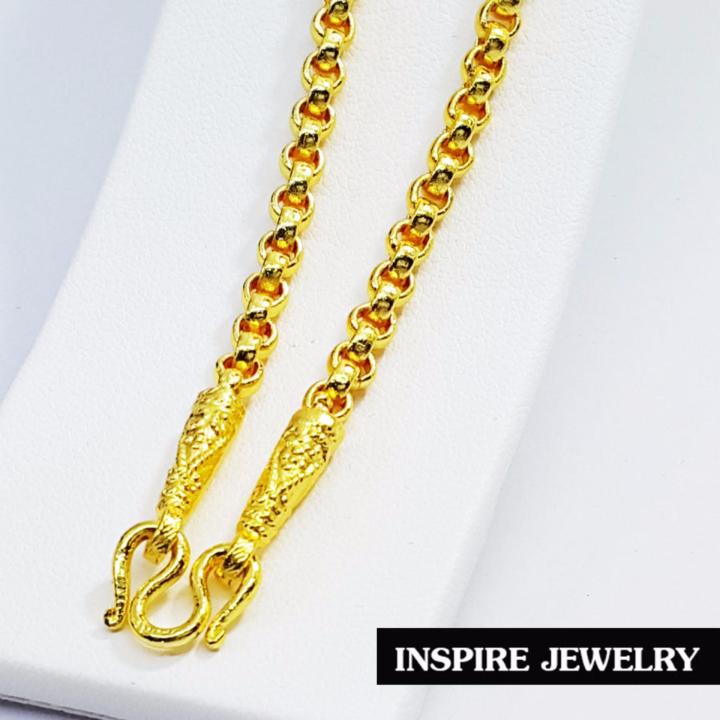 inspire-jewelry-สร้อยคอทองลายบล็อคตอกลาย-จิกเพชร-งานปราณีตแบบร้านทอง-น้ำหนัก-1-บาทกว่า-ชุบเศษทองคำแท้-ยาว-24-นิ้ว-สวมคอได้-หนัก-30-กรัม