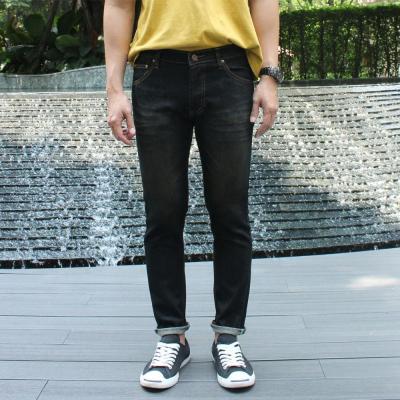 Golden Zebra Jeans กางเกงยีนส์ชายลายหนวดฟอกสนิมด่าง ขาเดฟผ้ายืดสีดำ