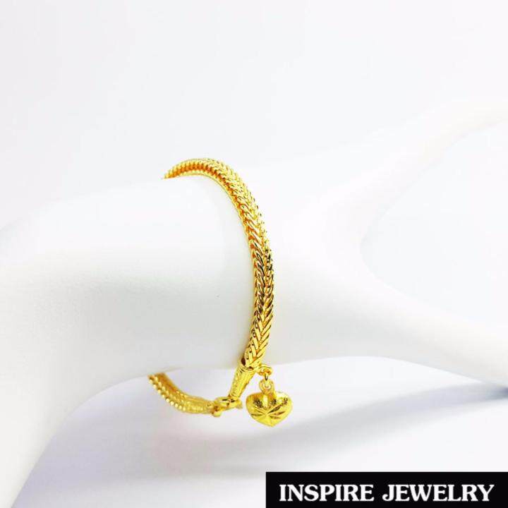 inspire-jewelry-สร้อยข้อมือทองลายสี่เสา-น้ำหนัก-10กรัม-งานทองไมครอน-ชุบเศษทองคำแท้