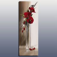 Beautiful red abstract knife oil painting of flowers in a vase hand painted oil painting on canvas modern wall art home decorations ของขวัญคริสต์มาส Christmas Gift