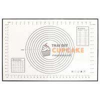 แผ่นรองซิลิโคนทำเบเกอรี่ ขนม พิซซ่า มีสเกลวัด เข้าเตาอบได้ ผิวไม่ติด Non-stick ขนาด 60x40 ซม. ลายสีดำ