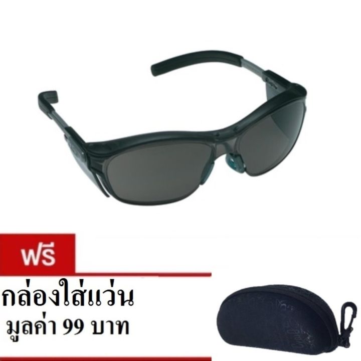 3m-แว่นตา-nuvo-11412-เลนส์โพลีคาร์โบเนต-เพิ่มกรอบกันลม-กันการเกิดฝ้า-กรอบเทา-เลนส์สีดำ-แถมกล่องใส่แวน