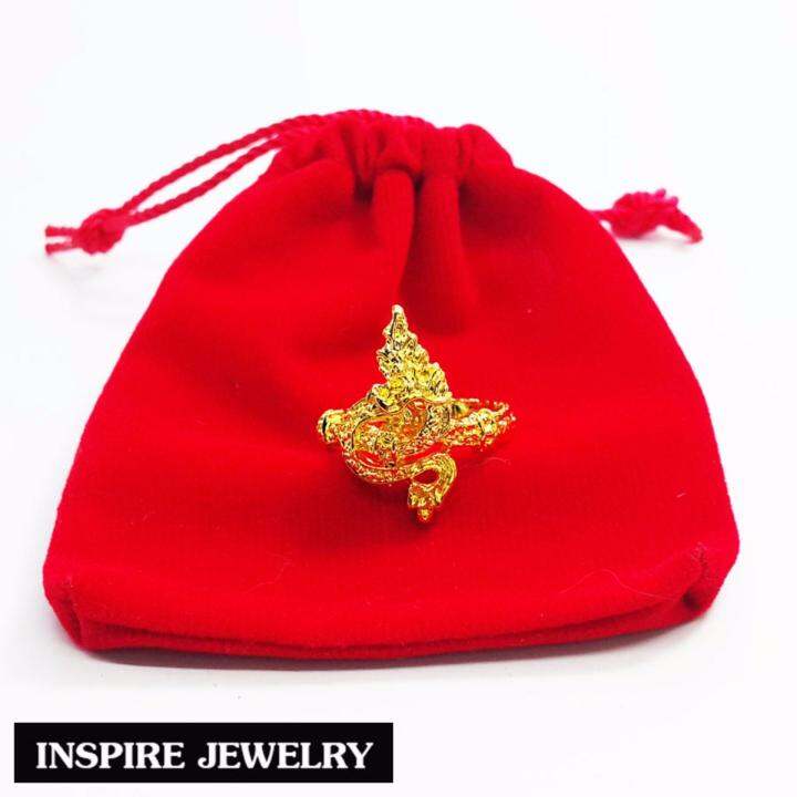 inspire-jewelry-แหวนเครื่องประดับมงคลพญานาคราช-size-10-ตัวเรือนขึ้นด้วยทองเหลืองนอก-ชุบทองแท้-มีไซด์ให้เลือก