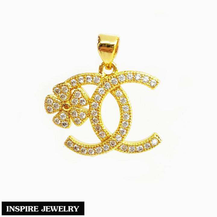 inspire-jewelry-จี้cn-ฝังเพชร-ประดับดอกไม้-2-แบบ-งานจิวเวลลี่-หุ้มทองแท้-100-24k-และหุ้มทองคำขาว-สวยหรู