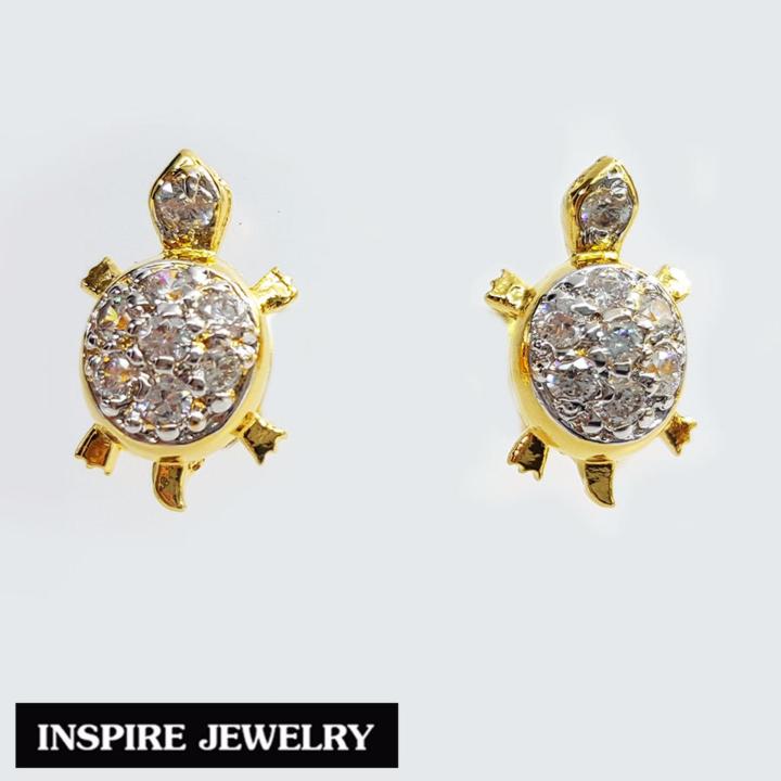 inspire-jewelry-ชุดเซ็ท-ต่างหูเต่าฝังเพชร-จี้เต่าฝังเพชร-และสร้อยคอทอง-พร้อมกล่องกำมะหยี่-สวยหรู-นำโชค-เสริมดวง