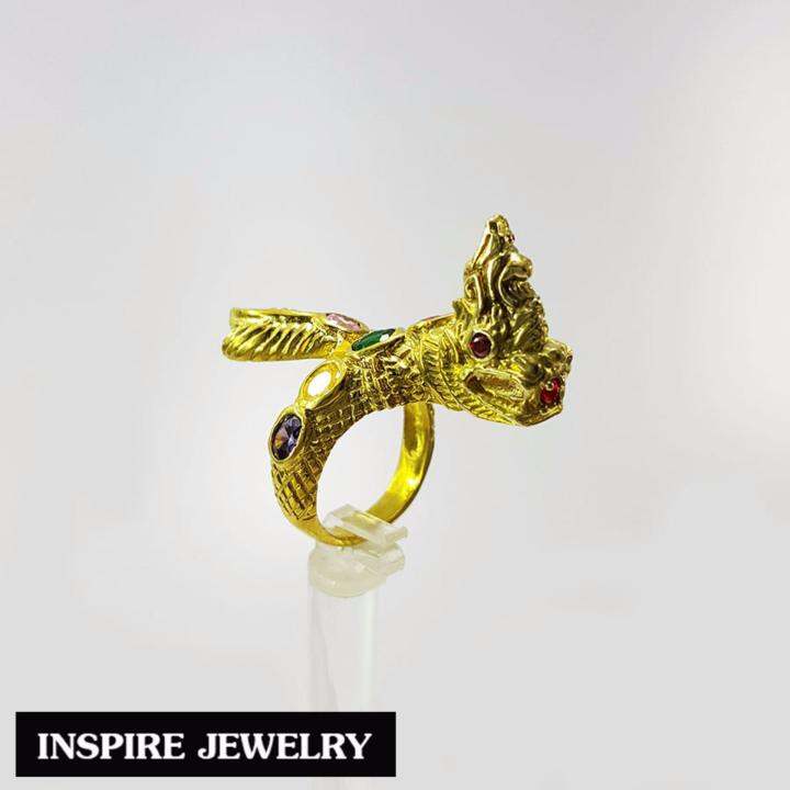 inspire-jewelry-แหวนพญานาคนพเก้า-ทองเหลือง-พรเก้าประการ-นำโชค-เสริมดวง-ปรับขนาดได้-พร้อมถุงกำมะหยี่