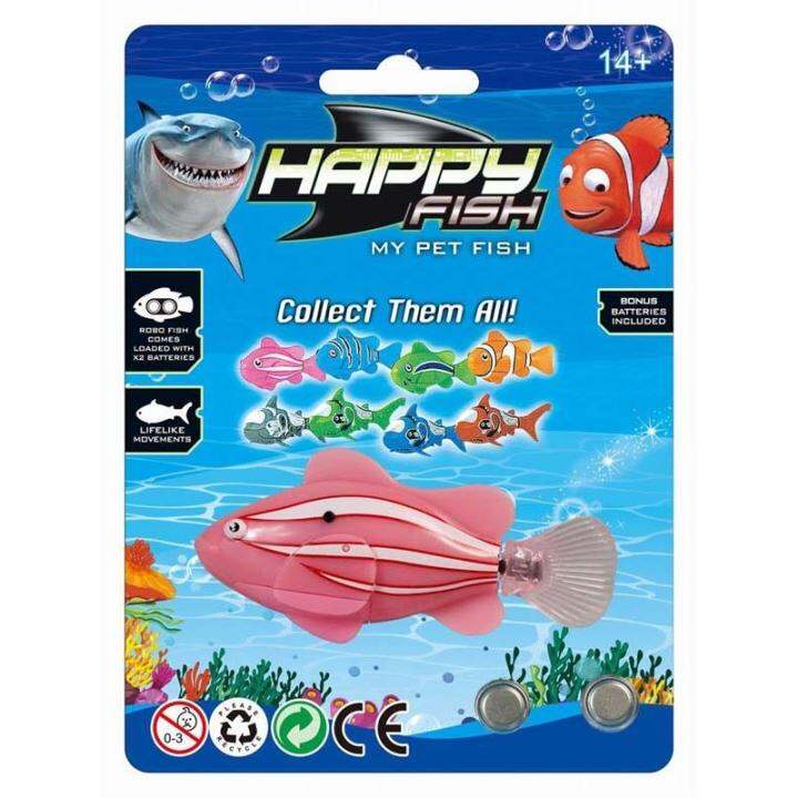 หุ่นยนต์ปลาสวยงาม-ว่ายน้ำอัตโนมัติ-happy-fish-robot-toy-automatic-swimming-ลาย-เขียวพาดฟ้า-green-stripe-blue