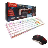 [ส่งเร็วพิเศษ!] OKER Magic RGB Backlight Mechanical Keyboard Blue Switch รุ่น K84 (white) +Signo E-Sport Macro Gaming Mouse รุ่น GM-912 (Black)