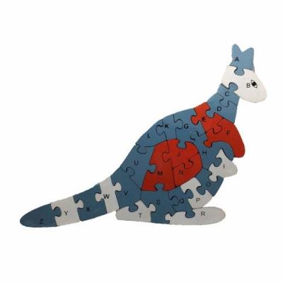 ของเล่นไม้เสริมพัฒนาการสำหรับเด็ก จิ๊กซอว์เรียงเลขและตัวอักษรภาษาอังกฤษรูปสัตว์ (ลายจิงโจ้) Wood Toy Jigsaw Kangaroo