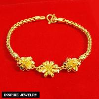 Inspire Jewelry ,สร้อยข้อมืองานDesign  ลายดอกไม้เรียงทำลาย สวยหรู หุ้มทองแท้ 100% 24K  พร้อมถุงกำมะหยี่