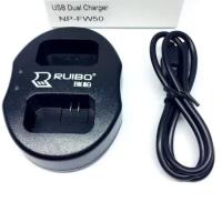 แท่นชาร์จแบตกล้องแบบคู่ ชาร์จทีละ2ก้อน USB Dual Battery Charger for Sony NP-FW50