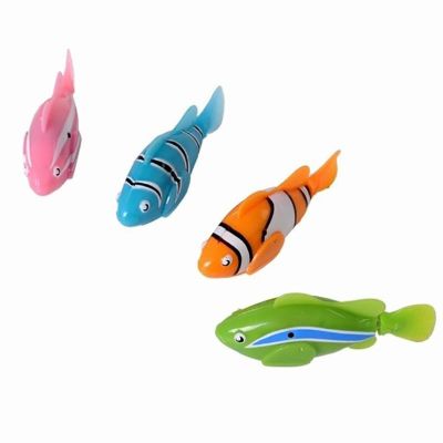 🟢 ใหม่ ของเล่นเด็ก หุ่นยนต์ปลา หุ่นยนต์สัตว์ สวยงาม ว่ายน้ำเองอัตโนมัติ Happy Fish Robot Pet Toy Automatic Swimming Blue Stripe Black ฟ้า พาดดำ ของแท้ มีประกัน