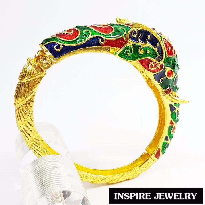 inspire-jewelry-กำไลช้าง-งานลงยาคุณภาพ-ตัวเรือนหุ้มทองแท้-100-24k-นำโชค-เสริมดวง-ให้โชคลาภเสริมอำนาจวาสนา-ป้องกันสิ่งอัปมงคล-พลังอำนาจเพิ่มขึ้นในตัว-สวยหรู-พร้อมกล่องกำมะหยี่