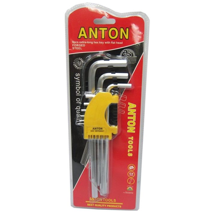 Anton ชุดกุญแจ 6 เหลี่ยม ขนาด 1.5 - 10.0 มม. 9 ชิ้น/ชุด