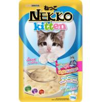 Nekko อาหารแมวเน็กโกะ ทูน่ามูสผสมนมแพะสำหรับลูกแมว 70 g. x 48 ซอง