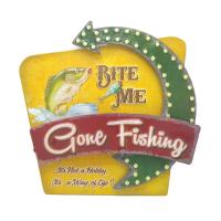 ป้ายสังกะสี Gone Fishing, It’s Not a Hobby, It’s a Way of Life! (ปั๊มนูน+3D)