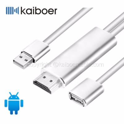 Kaiboer อุปกรณ์เชื่อมต่อมือถือ Iphone/Android ไปทีวี - USB Female to HDTV(HDMI) - สายเชื่อมต่อมือถือไปทีวี รุ่น HiEnd ภาพเสียงคมชัด รับประกัน สำหรับ Android 4.4 ขึ้นไป หรือ iOS 9 ขึ้นไป