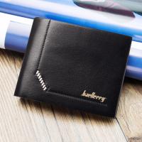 Baellerry กระเป๋าสตางค์ ผู้ชาย กระเป๋าเงิน กระเป๋าตัง บาง ทรงสั้น Wallet Mens Luxury Leather Credit/ID Card Holder Baellerry Billfold Coin Purse - Black