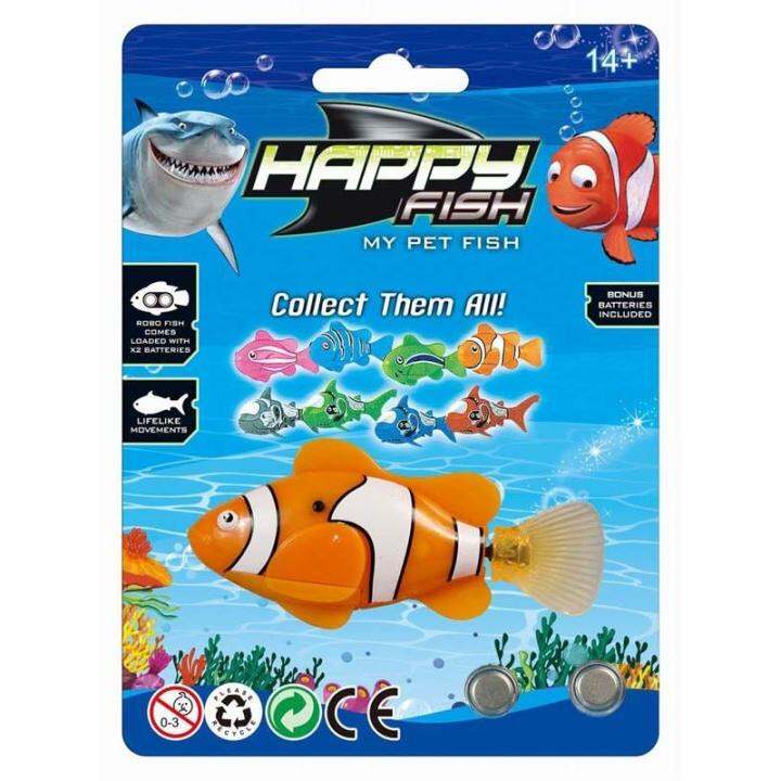 หุ่นยนต์ปลาสวยงาม-ว่ายน้ำอัตโนมัติ-happy-fish-robot-toy-automatic-swimming-ลาย-เขียวพาดฟ้า-green-stripe-blue