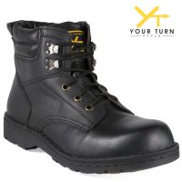 รองเท้าหนังแท้อัดลาย หัวเหล็ก ข้อสูง 5นิ้ว Your Turn Style รุ่น WB612 สีดำ