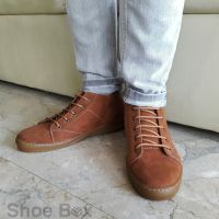 PBshoe รองเท้าบูทชาย รองเท้าบูทหนังหุ้มข้อ PB703 - Brown