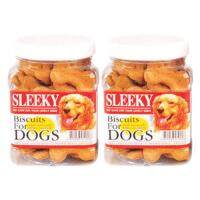 Sleeky Dog Biscuit Beef Flavor Dog Treat 340g (2 unit) สลิคกี้ บิสกิต อาหาร ขนม สุนัข ชนิดแท่ง รูปกระดูก รสเนื้อ 340 กรัม (2 กล่อง)