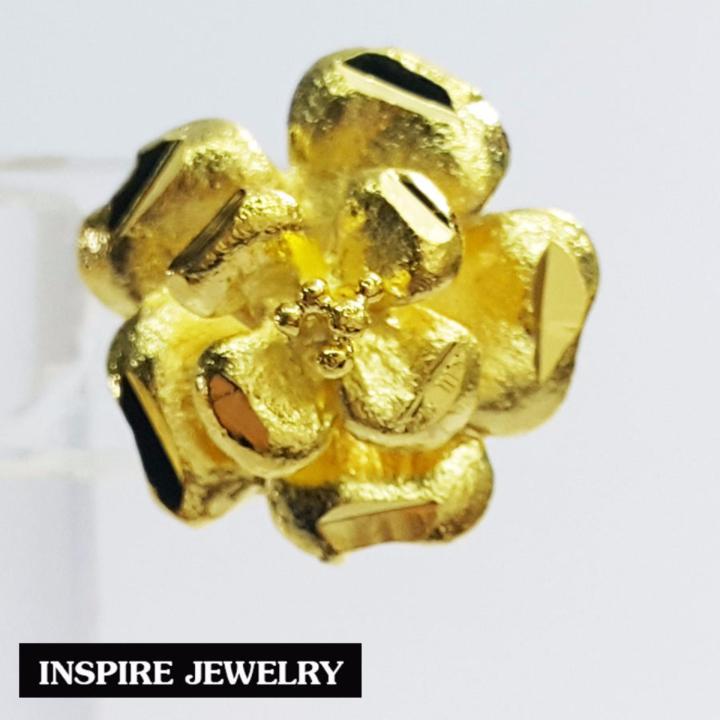 inspire-jewelry-ต่างหูรูปดอกไม้-หุ้มทองแท้-100-งานแบบร้านทองสวิส