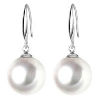 TANITTgems ต่างหูไข่มุกแก้วญี่ปุ่นสีขาวทรงกลมรุ่น TNER079 (White)