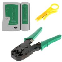 Set 2in1 คีมเข้าหัวสายแลน Network RJ45 CAT5 RJ11 RJ12 LAN Cable Wire Crimper Crimp Plier Strip Tool Green + ตัวเช็คสายแลน RJ45 RJ11 RJ12 CAT5 UTP Network LAN Cable Tester Remote Test Tools (White/Green)