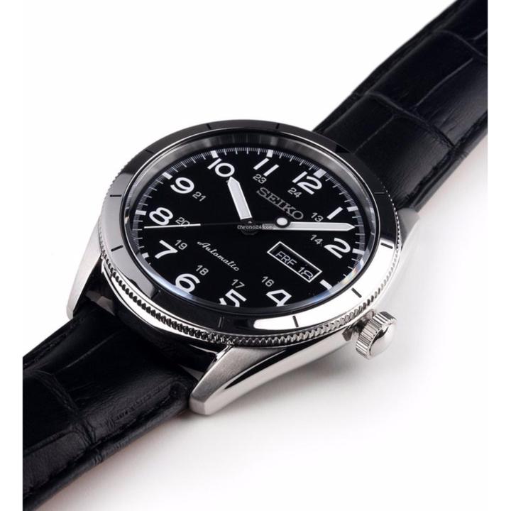 seiko-automatic-นาฬิกาข้อมือผู้ชาย-สีดำ-เงิน-สายหนัง-รุ่น-srp715k1
