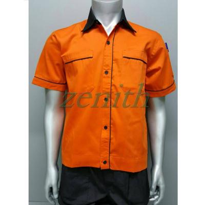 เสื้อคลุม เสื้อช่าง ผ้าคอมทวิว ยูนิฟอร์ม  เสื้อเชิ้ต (L) - สีส้ม/ดำ