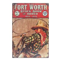 MonkeyAct ป้ายสังกะสีวินเทจ Fort Worth Stock Show and Rodeo