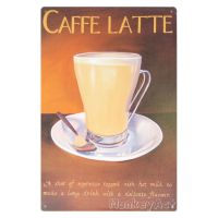 ป้ายสังกะสีวินเทจ Caffe Latte Coffee, ขนาด 20x30 ซม