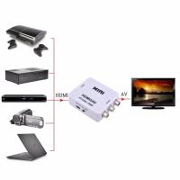 High Quality Mini HD 1080P HDMI 2AV Video Converter Box HDMI to RCA AV/CVSB L/R Video Support NTSC PAL Output HDMI TO AV Adapter