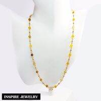 Inspire Jewelry ,สร้อยคอหินเกล็ดมังกร ตัวสร้อยหุ้มทองแท้ 100% 24K ขนาด 23 นิ้ว หินเกล็ดมังกร เป็นเป็นหินที่ช่วยให้เอาชนะปัญหา และขจัดความทุกข์ สร้างกำลังใจ นำโชค