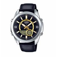 Casio นาฬิกาข้อมือผู้ชาย สายหนังแท้ รุ่น AMW-810L-1A - Black  รับประกันศูนย์ 1 ปี   ของแท้