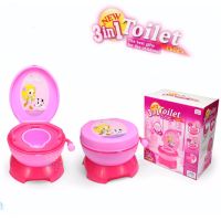 Kids Castle กระโถนหัดขับถ่ายพกพาพิ๊งกี้สำหรับเด็กมีไฟมีเสียง 3in1 Toilet