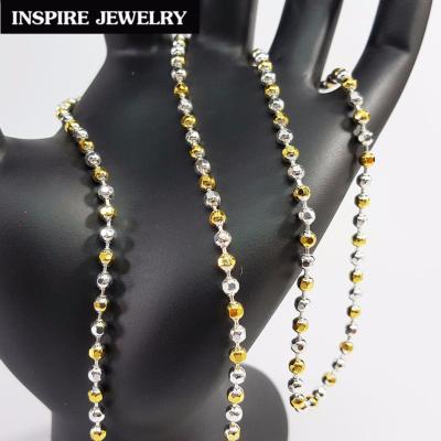 Inspire Jewelry ,สร้อยคอเม็ดอิตาลี 2 กษัตริย์ ตัดเหลี่ยม 24 นิ้ว (ขนาดเม็ด 5 มิล) สวยหรู คงทน งานคุณภาพ พร้อมถุงกำมะหยี่