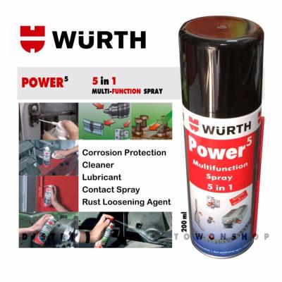 WURTH POWER 5 สเปรย์อเนกประสงค์ หล่อลื่น ขจัดสนิม Multi function Spray 200ml.