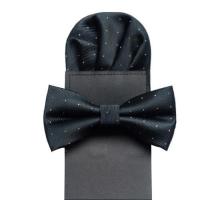 ผ้าเช็ดหน้าสูทสำเร็จรูป &amp; หูกระต่าย สีดำ Bow tie Pocket Handkerchief - รุ่น F102 (not defined)