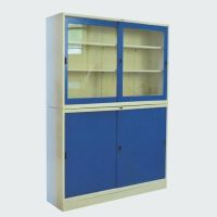 Raminthra Furniture Cabinet ตู้เอกสารเหล็กบานเลื่อน2ชั้นบน+ล่าง ขนาด150ซม.รุ่น RF-5 (สีน้ำเงิน/ครีม)